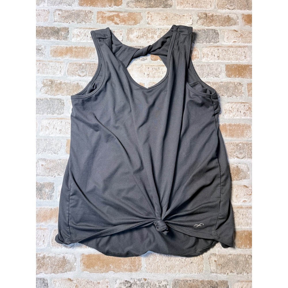 Freely Womens Active‎ Tank Top Charcoal Gray Twist Front Keyhole Back Size M